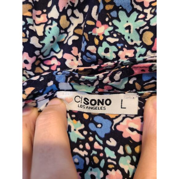 Ci sono large women's floral printed open back romper - Picture 6 of 8